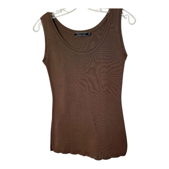Peruvian Connection Brown 100% Pima Cotton Knitted Tank Top - Women's X Small - Picture 1 of 10